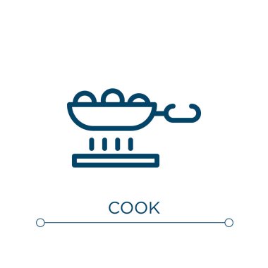 Yemek ikonu. Doğrusal vektör çizimi. Taslak aşçı ikonu vektörü. Web ve mobil uygulamalarda kullanmak için ince çizgi sembolü, logo, yazdırma ortamı.
