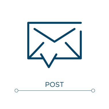 Posta simgesi. Doğrusal vektör çizimi. Taslak post ikon vektörü. Web ve mobil uygulamalarda kullanmak için ince çizgi sembolü, logo, yazdırma ortamı.