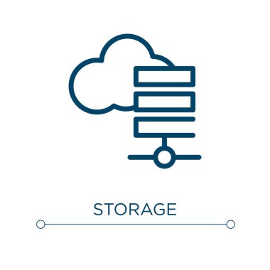 Depolama simgesi. Doğrusal vektör çizimi. Taslak depolama ikonu vektörü. Web ve mobil uygulamalarda kullanmak için ince çizgi sembolü, logo, yazdırma ortamı.