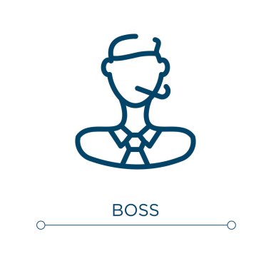 Patron ikonu. Doğrusal vektör çizimi. Ana hatlı patron ikon vektörü. Web ve mobil uygulamalarda kullanmak için ince çizgi sembolü, logo, yazdırma ortamı.