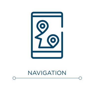 Yönlendirme simgesi. Doğrusal vektör çizimi. Taslak yön bulma ikonu vektörü. Web ve mobil uygulamalarda kullanmak için ince çizgi sembolü, logo, yazdırma ortamı.