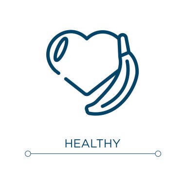 Sağlıklı bir ikon. Doğrusal vektör çizimi. Sağlıklı ikon vektörünü özetle. Web ve mobil uygulamalarda kullanmak için ince çizgi sembolü, logo, yazdırma ortamı.
