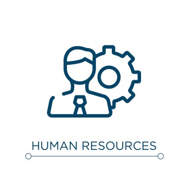 İnsan kaynakları ikonu. Doğrusal vektör çizimi. İnsan kaynakları ikon vektörünü özetle. Web ve mobil uygulamalarda kullanmak için ince çizgi sembolü, logo, yazdırma ortamı.