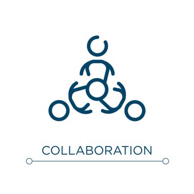 İşbirliği simgesi. Doğrusal vektör çizimi. Taslak işbirliği simgesi vektörü. Web ve mobil uygulamalarda kullanmak için ince çizgi sembolü, logo, yazdırma ortamı.