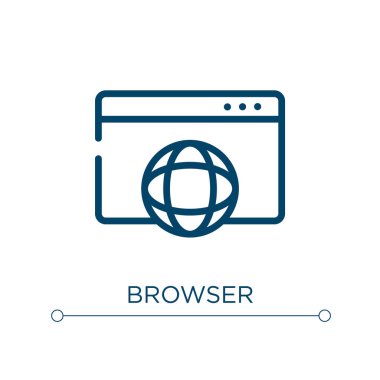 Tarayıcı simgesi. Doğrusal vektör çizimi. Tarayıcı simgesi vektörünü özetle. Web ve mobil uygulamalarda kullanmak için ince çizgi sembolü, logo, yazdırma ortamı.