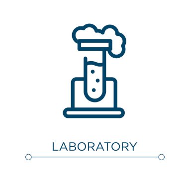 Laboratuvar ikonu. Doğrusal vektör çizimi. Taslak laboratuvar ikon vektörü. Web ve mobil uygulamalarda kullanmak için ince çizgi sembolü, logo, yazdırma ortamı.