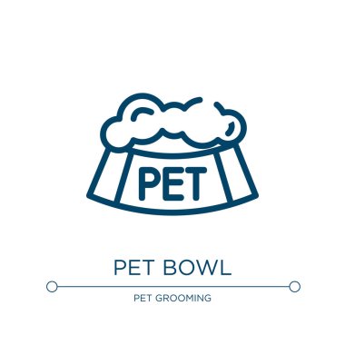 Evcil hayvan kasesi ikonu. Hayvan bakımı koleksiyonundan doğrusal vektör çizimi. Taslak evcil hayvan kasesi ikonu vektörü. Web ve mobil uygulamalarda kullanmak için ince çizgi sembolü, logo, yazdırma ortamı.