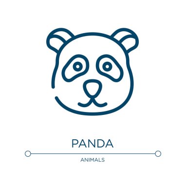 Panda ikonu. Vahşi yaşam koleksiyonundan doğrusal vektör çizimi. Taslak panda ikon vektörü. Web ve mobil uygulamalarda kullanmak için ince çizgi sembolü, logo, yazdırma ortamı.
