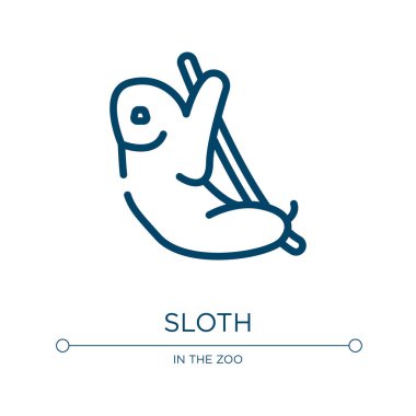Tembel ikonu. Hayvanat bahçesi koleksiyonundan doğrusal vektör çizimi. Tembel hayvan ikon vektörünü özetle. Web ve mobil uygulamalarda kullanmak için ince çizgi sembolü, logo, yazdırma ortamı.