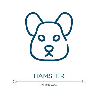 Hamster ikonu. Hayvan kafası koleksiyonundan doğrusal vektör çizimi. Ana hatlı hamster ikon vektörü. Web ve mobil uygulamalarda kullanmak için ince çizgi sembolü, logo, yazdırma ortamı.