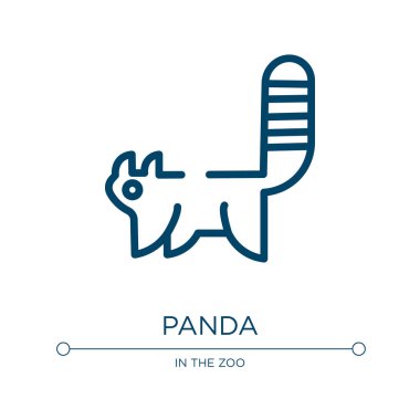 Kızıl panda ikonu. Hayvanat bahçesi koleksiyonundan doğrusal vektör çizimi. Kırmızı panda ikon vektörünü özetle. Web ve mobil uygulamalarda kullanmak için ince çizgi sembolü, logo, yazdırma ortamı.