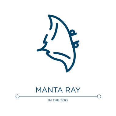 Manta ışını ikonu. Vahşi yaşam koleksiyonundan doğrusal vektör çizimi. Ana hatlı manta ışını ikon vektörü. Web ve mobil uygulamalarda kullanmak için ince çizgi sembolü, logo, yazdırma ortamı.
