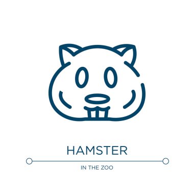 Hamster ikonu. Hayvan kafası koleksiyonundan doğrusal vektör çizimi. Ana hatlı hamster ikon vektörü. Web ve mobil uygulamalarda kullanmak için ince çizgi sembolü, logo, yazdırma ortamı.