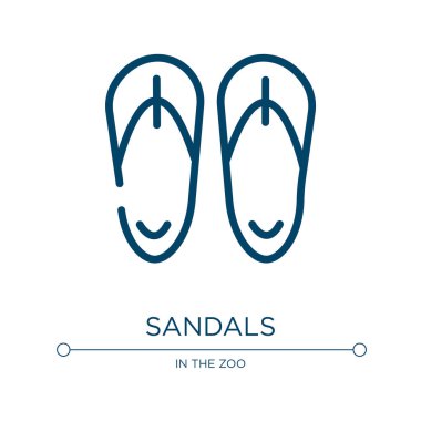 Sandalet ikonu. Çöl koleksiyonundan doğrusal vektör çizimi. Taslak sandalet ikon vektörü. Web ve mobil uygulamalarda kullanmak için ince çizgi sembolü, logo, yazdırma ortamı.