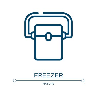 Dondurucu simgesi. Tropikal koleksiyondan doğrusal vektör çizimi. Taslak dondurucu ikon vektörü. Web ve mobil uygulamalarda kullanmak için ince çizgi sembolü, logo, yazdırma ortamı.