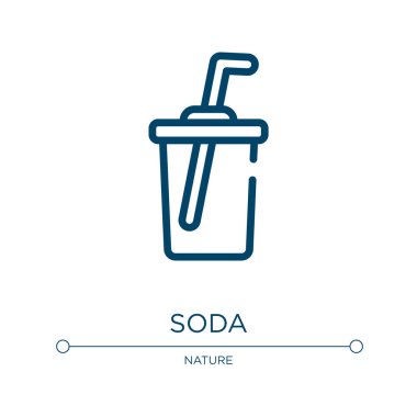 Soda ikonu. Sirk koleksiyonundan doğrusal vektör çizimi. Ana hatlı soda ikonu vektörü. Web ve mobil uygulamalarda kullanmak için ince çizgi sembolü, logo, yazdırma ortamı.