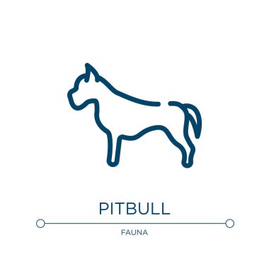 Pitbull ikonu. Köpek ve eğitim koleksiyonundan doğrusal vektör çizimi. Çizgi pitbull ikon vektörü. Web ve mobil uygulamalarda kullanmak için ince çizgi sembolü, logo, yazdırma ortamı.