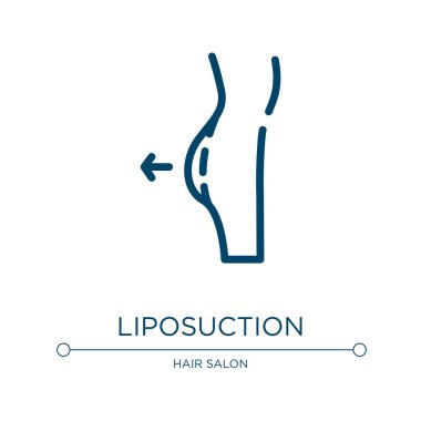 Liposuction ikonu. Spa koleksiyonundan doğrusal vektör çizimi. Ana hatlı yağ aldırma ikonu vektörü. Web ve mobil uygulamalarda kullanmak için ince çizgi sembolü, logo, yazdırma ortamı.
