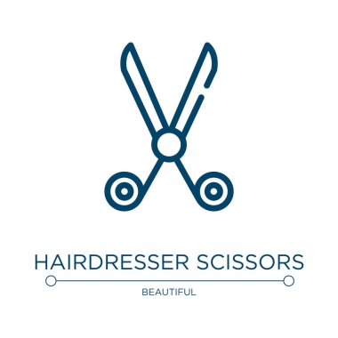 Kuaför makas ikonu. Güzel koleksiyondan doğrusal vektör çizimi. Taslak kuaför makas ikon vektörü. Web ve mobil uygulamalarda kullanmak için ince çizgi sembolü, logo, yazdırma ortamı.