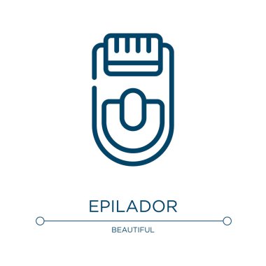 Epilador simgesi. Güzellik malzemeleri koleksiyonundan doğrusal vektör çizimi. Epilador ikon vektörünü özetle. Web ve mobil uygulamalarda kullanmak için ince çizgi sembolü, logo, yazdırma ortamı.