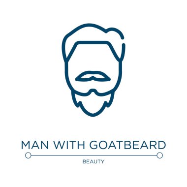 Keçi sakallı adam. Güzellik koleksiyonundan doğrusal vektör çizimi. Keçi sakalı ikon vektörlü taslak adam. Web ve mobil uygulamalarda kullanmak için ince çizgi sembolü, logo, yazdırma ortamı.