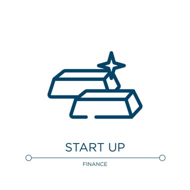 Simgeyi başlat. İş koleksiyonundan doğrusal vektör çizimi. Taslak simge vektörünü başlat. Web ve mobil uygulamalarda kullanmak için ince çizgi sembolü, logo, yazdırma ortamı.