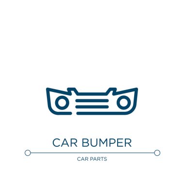 Araba tamponu ikonu. Araba parçaları koleksiyonundan doğrusal vektör çizimi. Taslak araba tampon ikon vektörü. Web ve mobil uygulamalarda kullanmak için ince çizgi sembolü, logo, yazdırma ortamı.