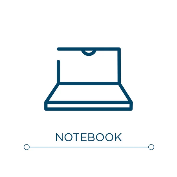 Ícone Caderno Ilustração Vetorial Linear Esboço Vetor Ícone Notebook Símbolo —  Vetores de Stock