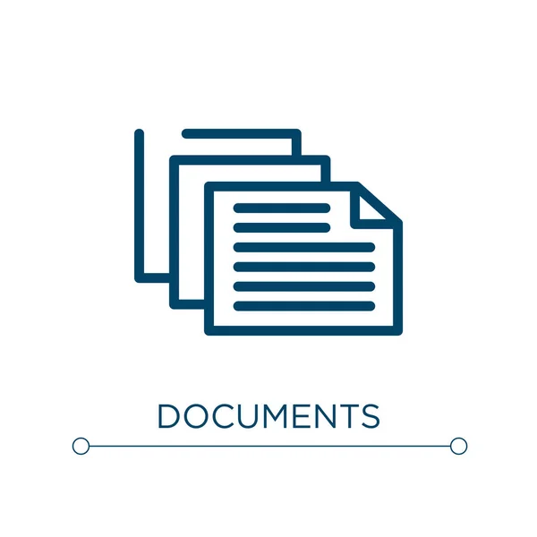 Documents Icon Linear Vector Illustration Outline Documents Icon Vector Thin — Stock Vector