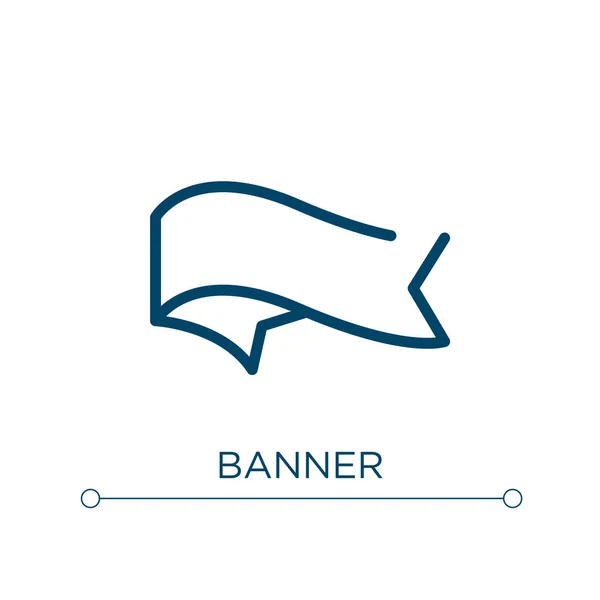 バナーアイコン 線形ベクトル図 概要バナーアイコンベクトル Webやモバイルアプリ 印刷メディアで使用するための細い線のシンボル — ストックベクタ