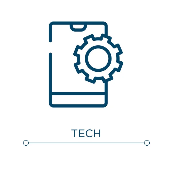 Tech Ikone Lineare Vektordarstellung Umriss Tech Symbol Vektor Thin Line — Stockvektor