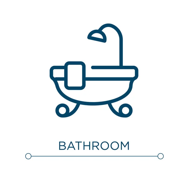 浴室のアイコン 線形ベクトル図 概要バスルームアイコンベクトル Webやモバイルアプリ 印刷メディアで使用するための細い線のシンボル — ストックベクタ
