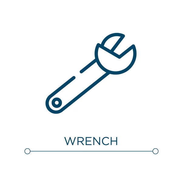 Wrench Icon Linear Vector Illustration Outline Wrench Icon Vector Thin — Stock Vector