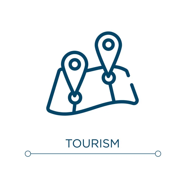 Ikona Turystyki Liniowa Ilustracja Wektora Zarys Wektora Turystyki Cienki Symbol — Wektor stockowy