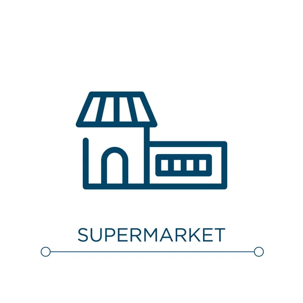 スーパーマーケットのアイコン 線形ベクトル図 概要スーパーマーケットアイコンベクトル Webやモバイルアプリ 印刷メディアで使用するための細い線のシンボル — ストックベクタ