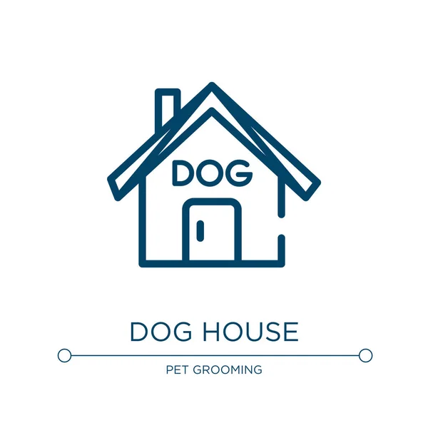 Dog House Icon Linear Vector Illustration Pet Grooming Collection Outline — Stock Vector
