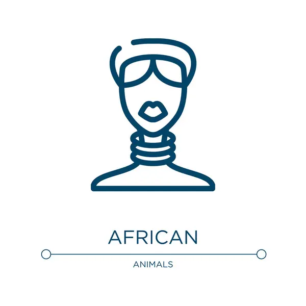 Icono Africano Ilustración Lineal Vectorial Colección África Esquema Vector Icono — Vector de stock