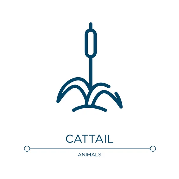 Icono Cattail Ilustración Lineal Vectorial Colección Vida Silvestre Esquema Vector — Vector de stock