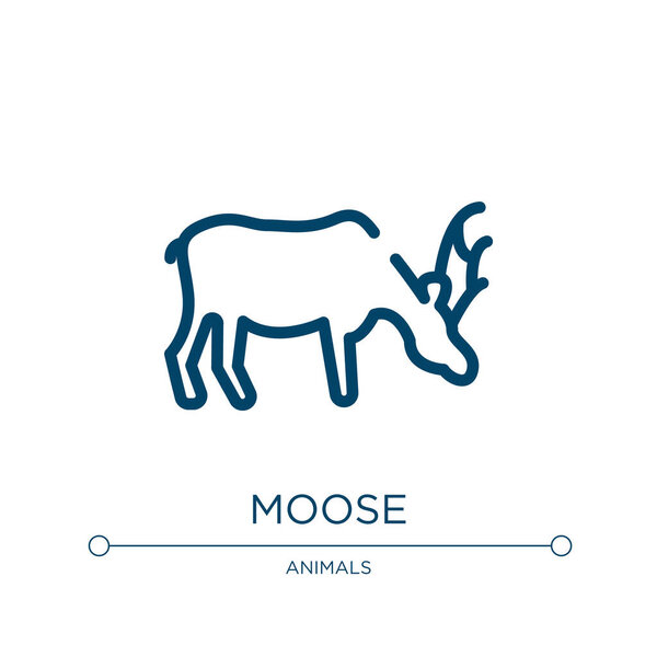 Moose icon. Linear vector illustration from wildlife collection. Outline moose icon vector. Thin line symbol for use on web and mobile apps, logo, print media.