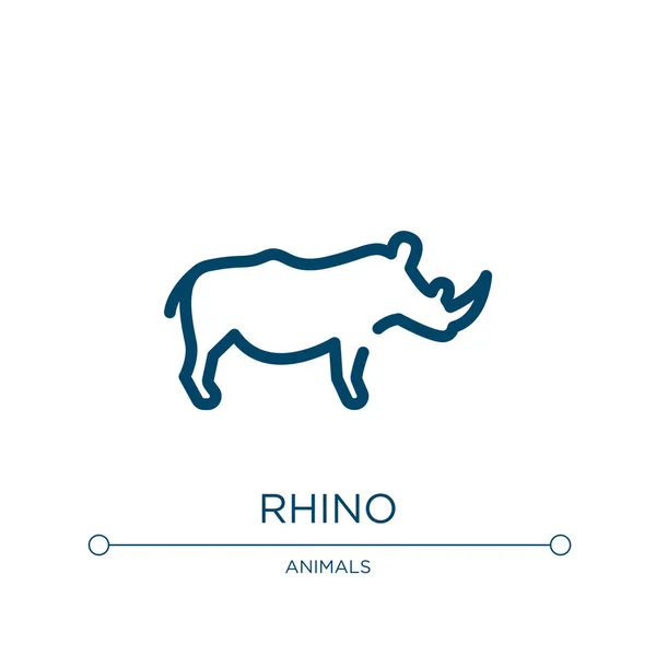 Icono Rhino Ilustración Lineal Vectorial Colección Vida Silvestre Esquema Vector — Vector de stock