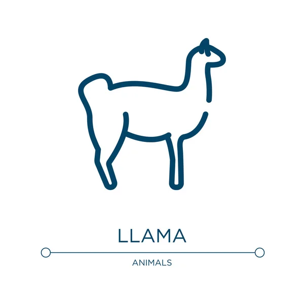 Icono Llama Ilustración Lineal Vectorial Colección Animales Esquema Vector Icono — Vector de stock
