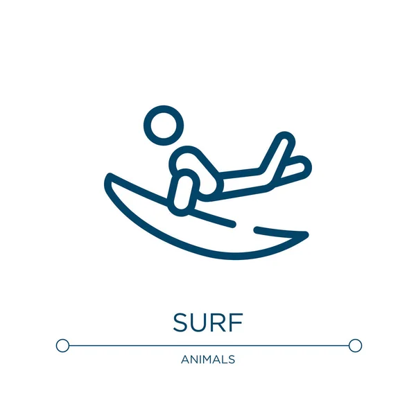 Ikona Surfování Lineární Vektorová Ilustrace Potápěčské Kolekce Vektor Ikony Surf — Stockový vektor