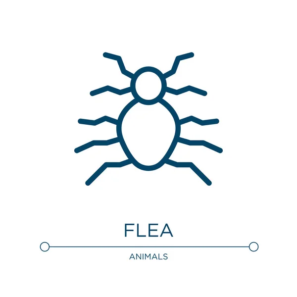 Ícone Pulgas Ilustração Vetorial Linear Coleção Insetos Esboço Vetor Ícone — Vetor de Stock