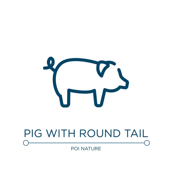 Pig Tail Icon Linear Vector Illustration Free Animals Collection Outline — Stock Vector
