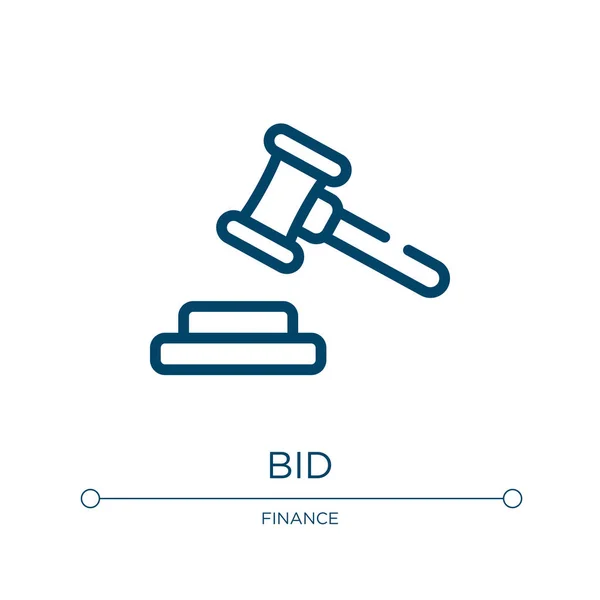 Bid Icon Linear Vector Illustration Auction Collection Outline Bid Icon — Stock Vector