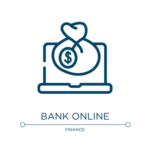Иконка Банка Онлайн Линейная Векторная Иллюстрация Делового Финансового Сбора Контур — стоковый вектор