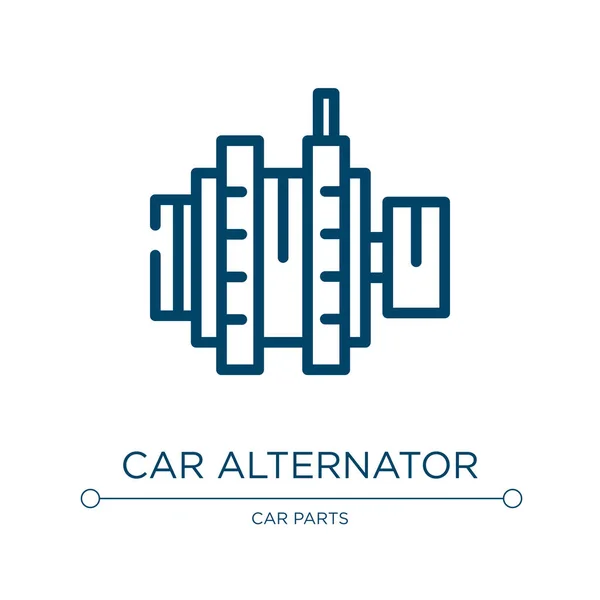 Icono Del Alternador Del Coche Ilustración Lineal Vectores Colección Piezas — Vector de stock