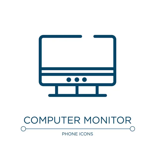 Ícone Monitor Computador Ilustração Vetorial Linear Comunicação Coleção Mídia Descreva —  Vetores de Stock