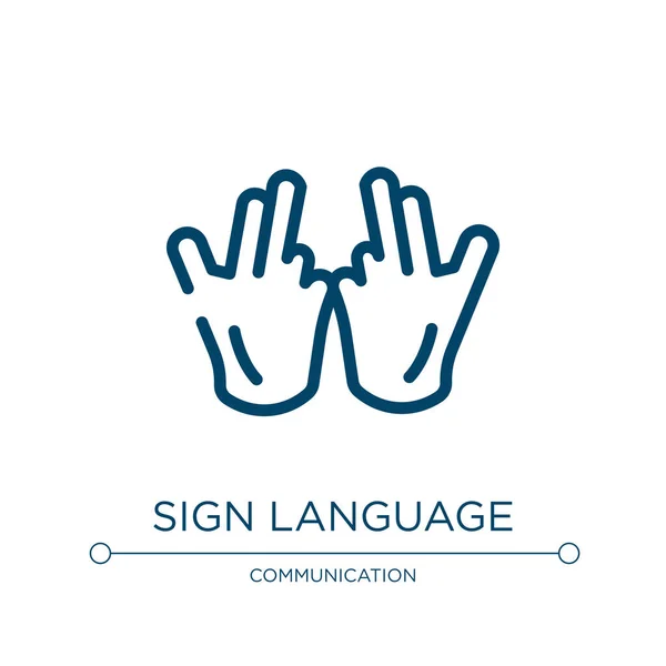 Teckenspråksikonen Linjär Vektor Illustration Från Kommunikationen Samling Disposition Teckenspråk Ikon — Stock vektor
