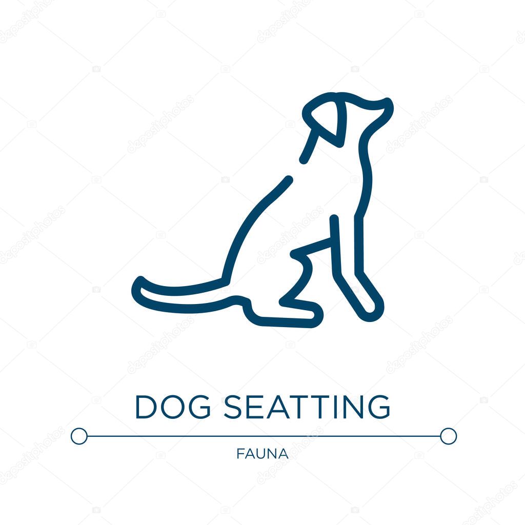 Dog seatting icon. Linear vector illustration from dog and training collection. Outline dog seatting icon vector. Thin line symbol for use on web and mobile apps, logo, print media.